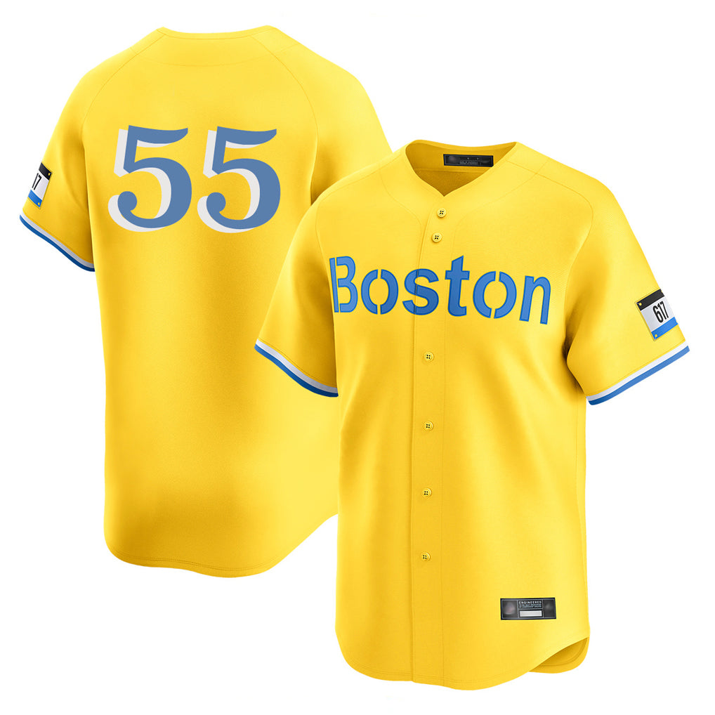 Friene B.Red Sox #55 Ranger Su¨¢rez Player Yellow Limited Home Game Stitched Jerseys