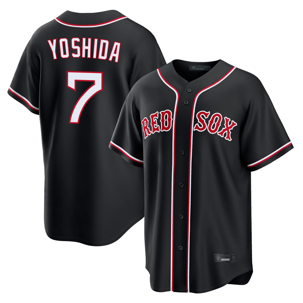 Friene B.Red Sox #7 Masataka Yoshida Player Black Out Home Game Stitched Jerseys