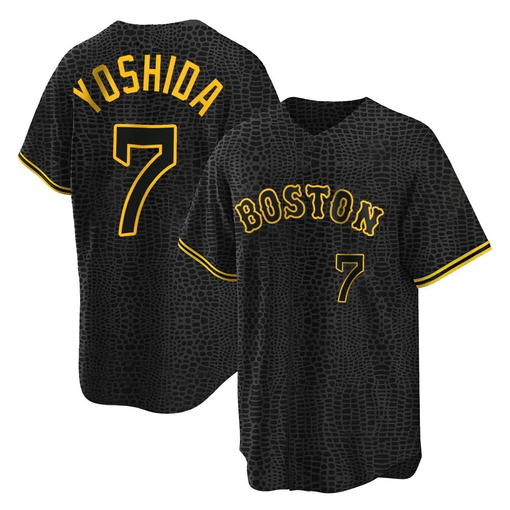 Friene B.Red Sox #7 Masataka Yoshida Player Black Snake Skin City Home Game Stitched Jerseys