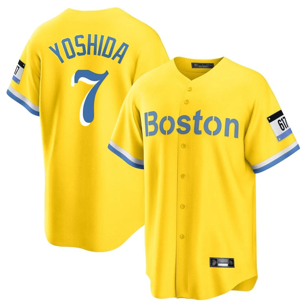 Friene B.Red Sox #7 Masataka Yoshida Player Yellow Home Game Stitched Jerseys