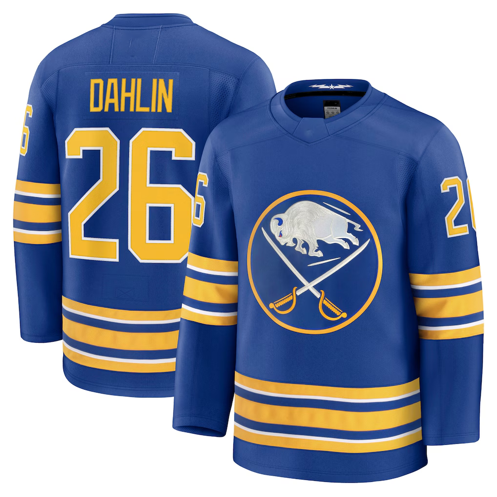 Friene B.Sabres #26 Rasmus Dahlin Royal Home Premium Stitched Jerseys