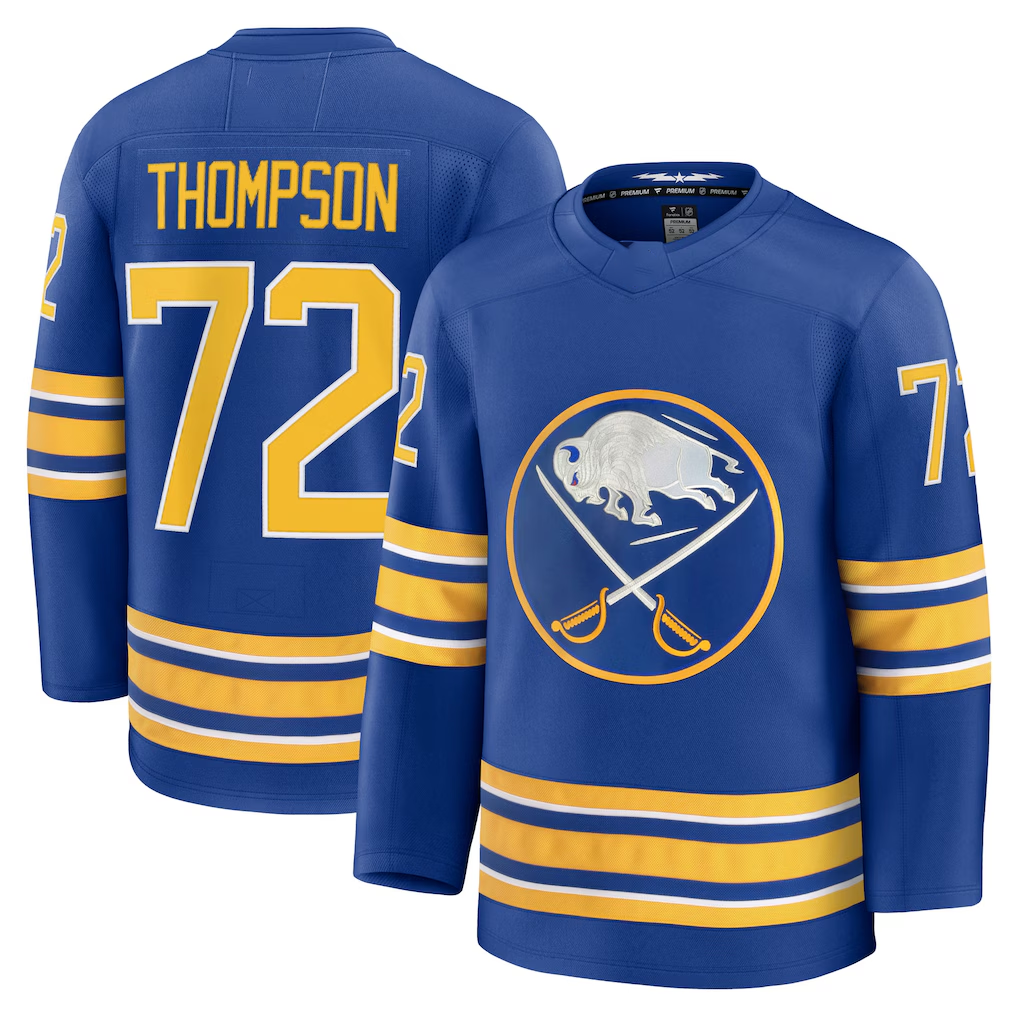 Friene B.Sabres #72 Tage Thompson Royal Home Premium Stitched Jerseys