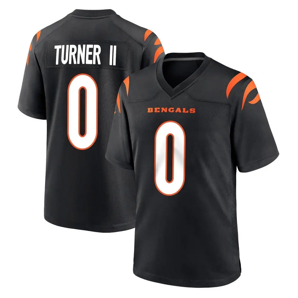 Friene C.Bengals #0 DJ Turner II Player Black Home Game Stitched Jerseys