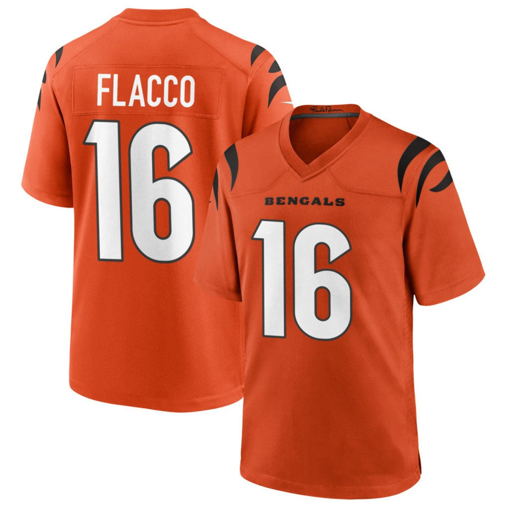 Friene C.Bengals #16 Joe Flacco Player Orange Home Game Stitched Jerseys