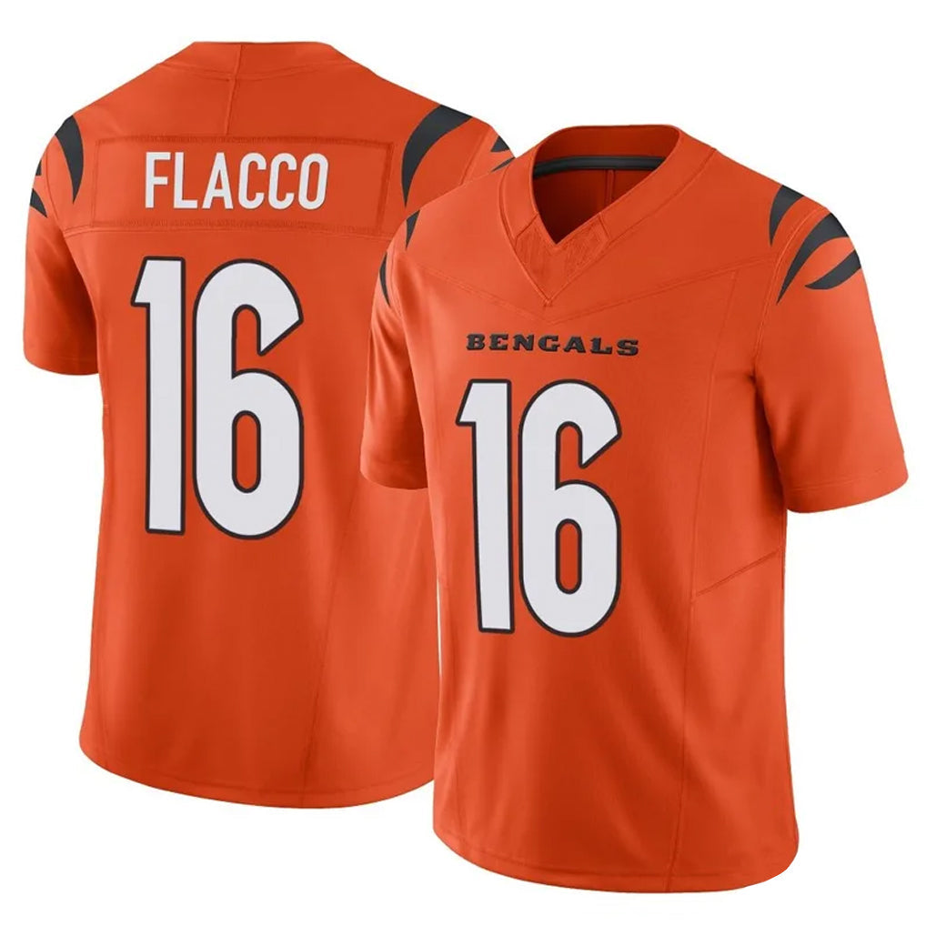 Friene C.Bengals #16 Joe Flacco Player Orange Vapor F.U.S.E. Limited Home Game Stitched Jerseys