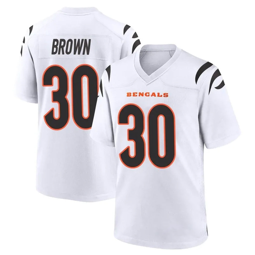 Friene C.Bengals #30 Chase Brown Player White Home Game Stitched Jerseys