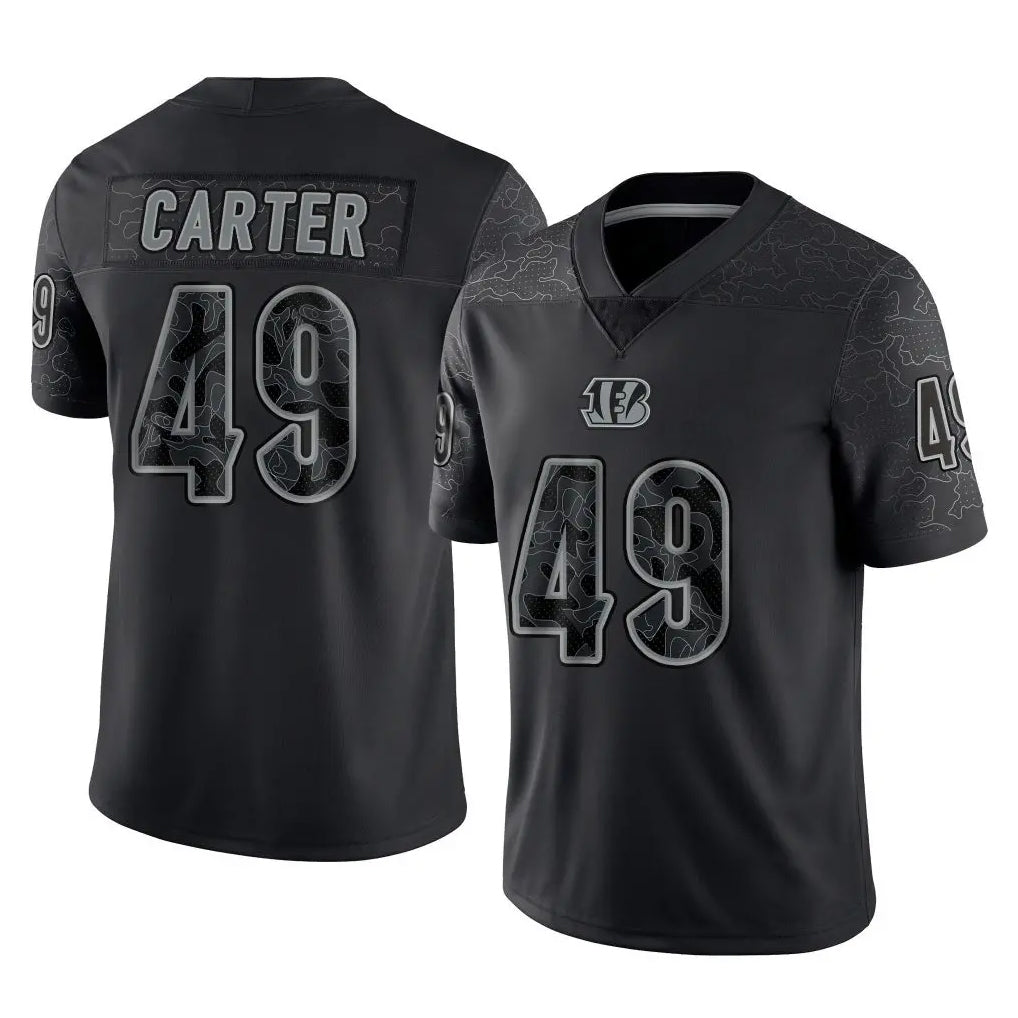 Friene C.Bengals #49 Barrett Carter Player Black Reflective Limited Game Stitched Jerseys