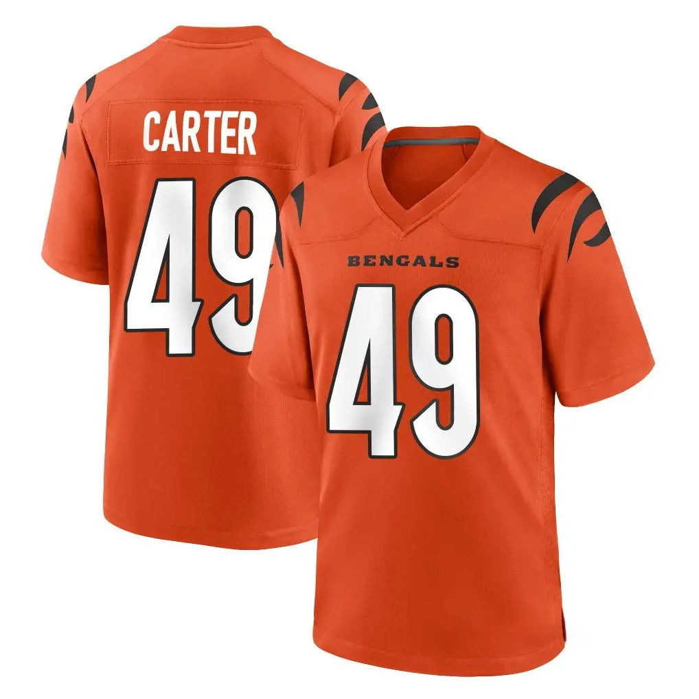 Friene C.Bengals #49 Barrett Carter Player Orange Home Game Stitched Jerseys