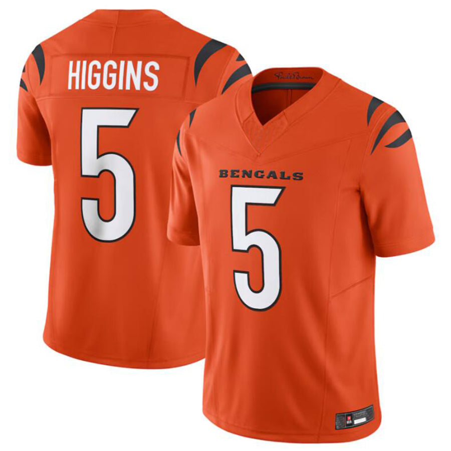FrieneC.Bengals #5 Tee Higgins Orange Vapor Untouchable Limited Jersey American Stitched  Jerseys