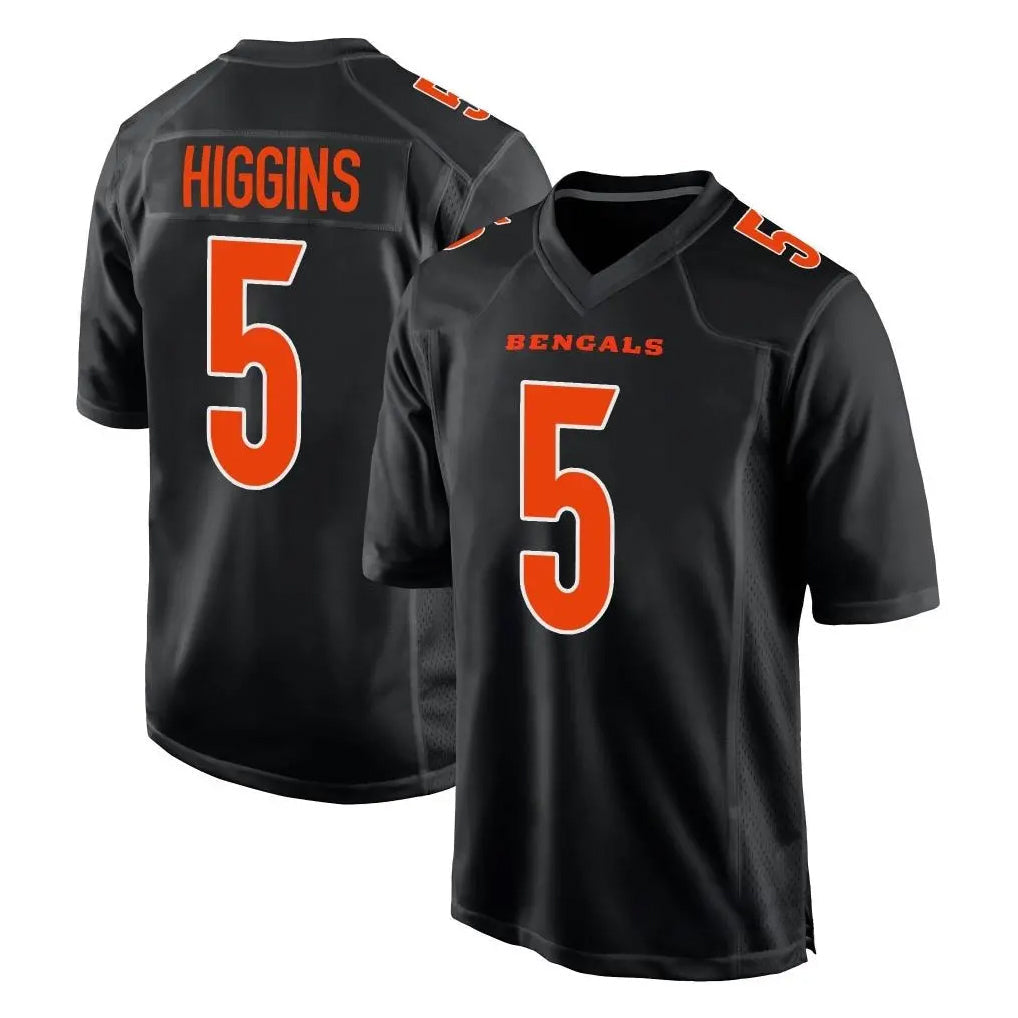 Friene C.Bengals #5 Tee Higgins Player Black Fashion Game Stitched Jerseys