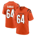Friene C.Bengals #64 Ted Karras Player Orange Home Game Stitched Jerseys
