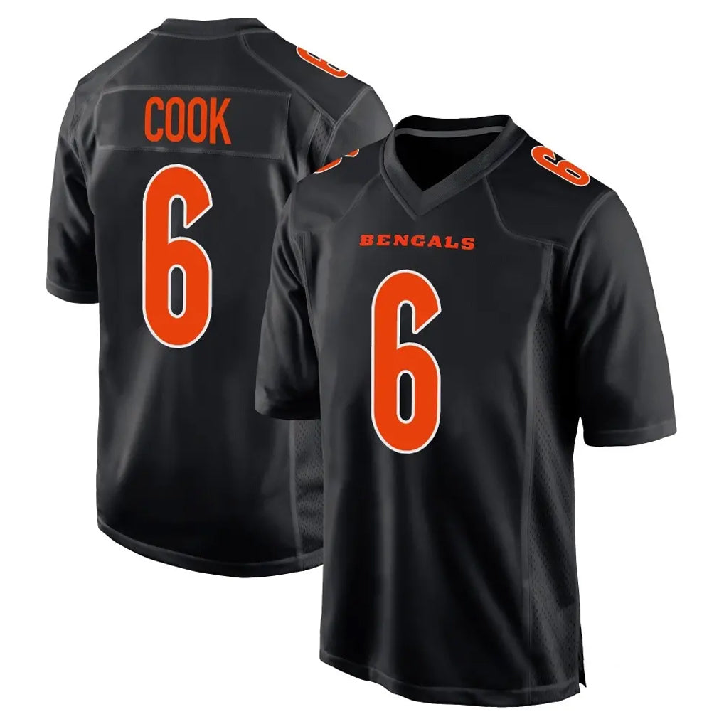 Friene C.Bengals #6 Brian Cook Player Black Fashion Game Stitched Jerseys