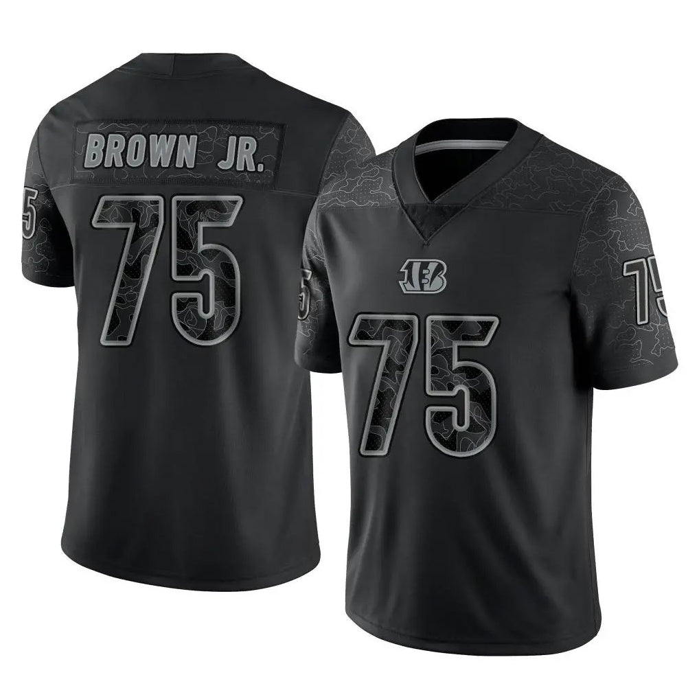 Friene C.Bengals #75 Orlando Brown Jr. Player Black Reflective Limited Game Stitched Jerseys