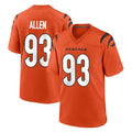 Friene C.Bengals #93 Jonathan Allen Player Orange Home Game Stitched Jerseys