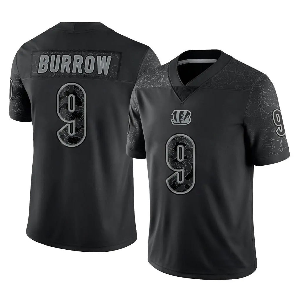 Friene C.Bengals #9 Joe Burrow Player Black Reflective Limited Game Stitched Jerseys