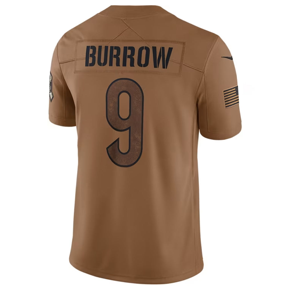 Friene C.Bengals #9 Joe Burrow Player Brown Salute To Service Limited Stitched Jerseys