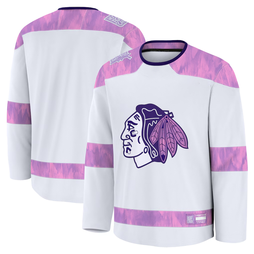 Friene C.Blackhawks White 2024 Hockey Fights Cancer Practice Jerseys