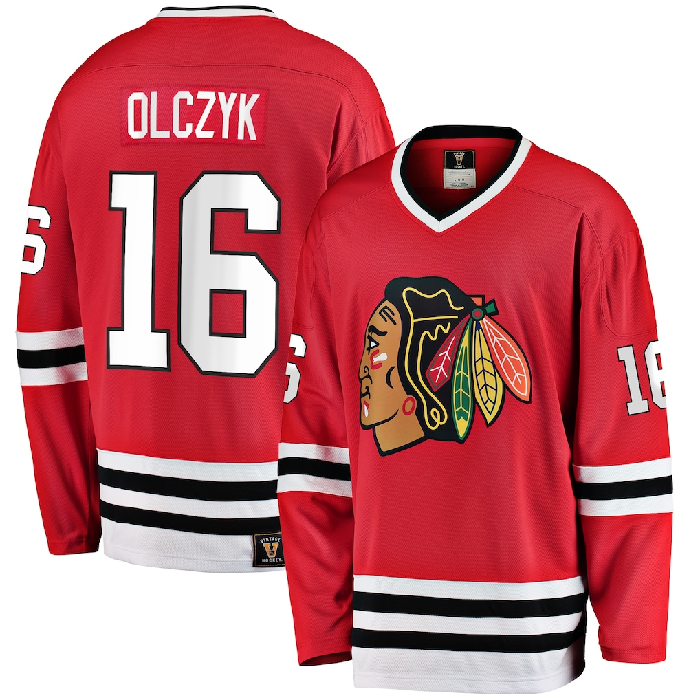 Friene C.Blackhawks #16 Eddie Olczyk Red Premier Breakaway Retired Player Jerseys