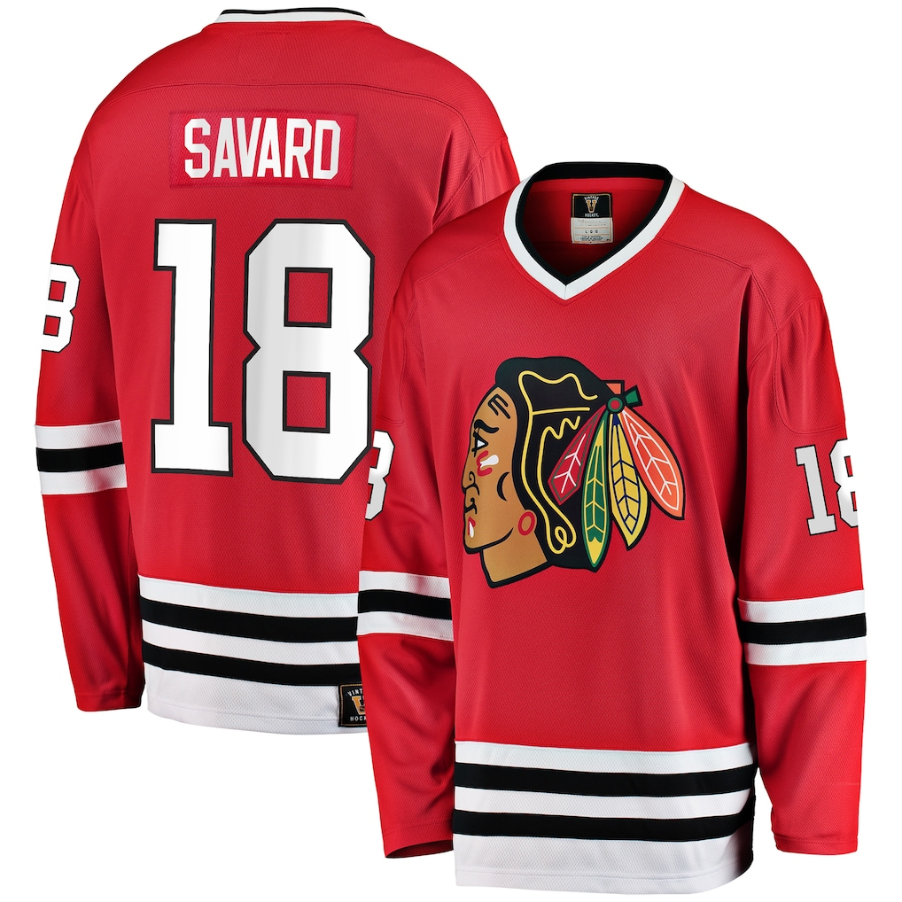 Friene C.Blackhawks #18 Denis Savard Red Premier Breakaway Retired Player Jerseys