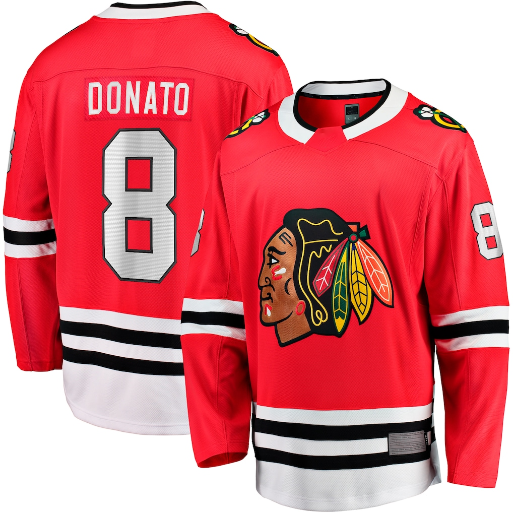 Friene C.Blackhawks #8 Ryan Donato Red Home Breakaway Jerseys