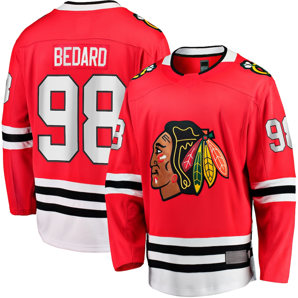 Friene C.Blackhawks #98 Connor Bedard Red Home Breakaway Player Jerseys