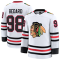 Friene C.Blackhawks #98 Connor Bedard White Away Premium Jerseys