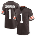 Friene C.Browns #1 KC Concepcion Player Brown Home Game Stitched Jerseys