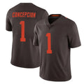 Friene C.Browns #1 KC Concepcion Player Browns Color Rush Limited Home Game Stitched Jerseys