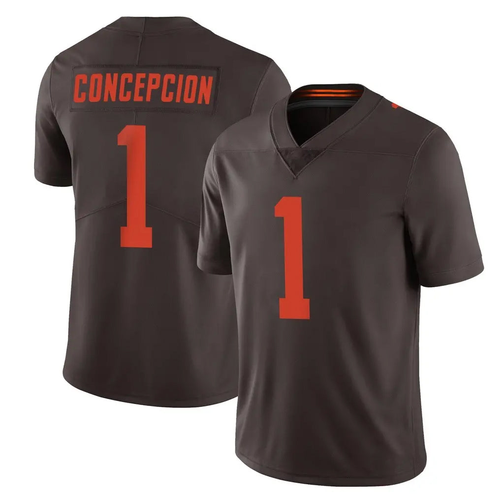 Friene C.Browns #1 KC Concepcion Player Browns Color Rush Limited Home Game Stitched Jerseys