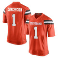 Friene C.Browns #1 KC Concepcion Player Orange Home Game Stitched Jerseys