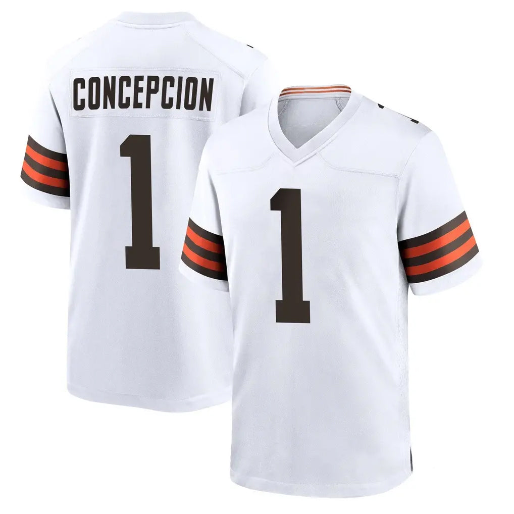 Friene C.Browns #1 KC Concepcion Player White Home Game Stitched Jerseys