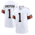 Friene C.Browns #1 KC Concepcion Player White Home Game Stitched Jerseys