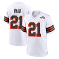 Friene C.Browns #21 Denzel Ward Player White Alternate Home Game Stitched Jerseys