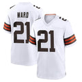 Friene C.Browns #21 Denzel Ward Player White Home Game Stitched Jerseys