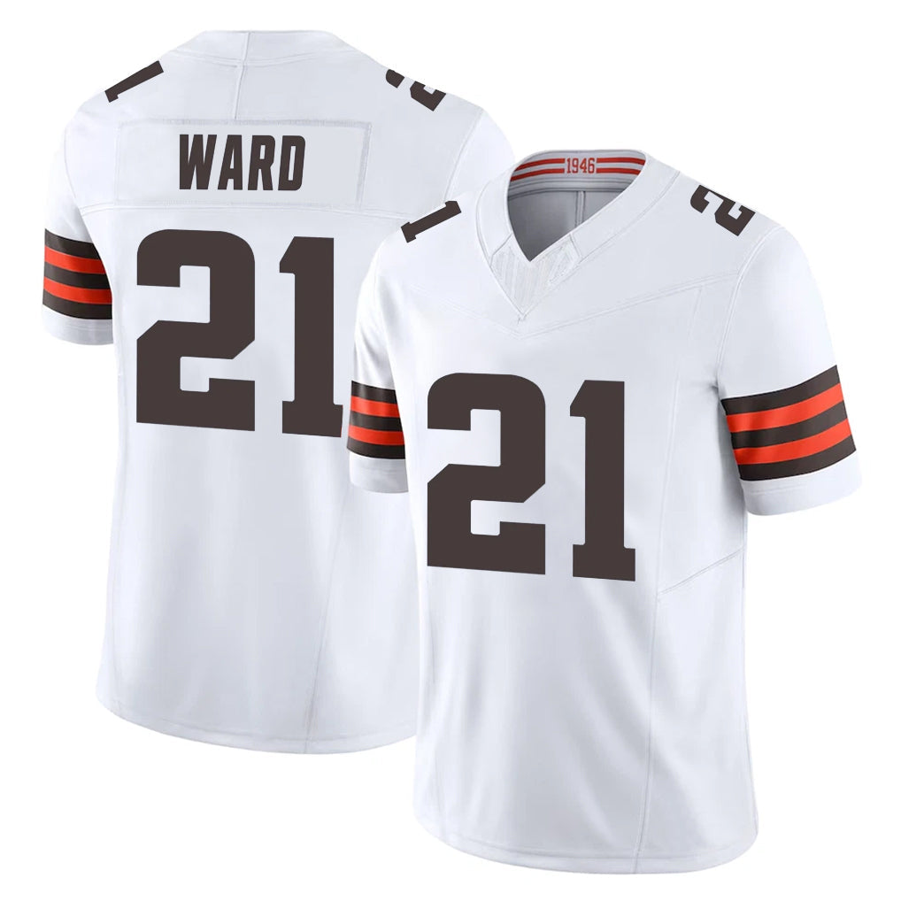 Friene C.Browns #21 Denzel Ward Player White Vapor F.U.S.E. Limited Home Game Stitched Jerseys