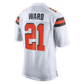 Friene C.Browns #21 Denzel Ward Player White Vapor Limited Home Game Stitched Jerseys