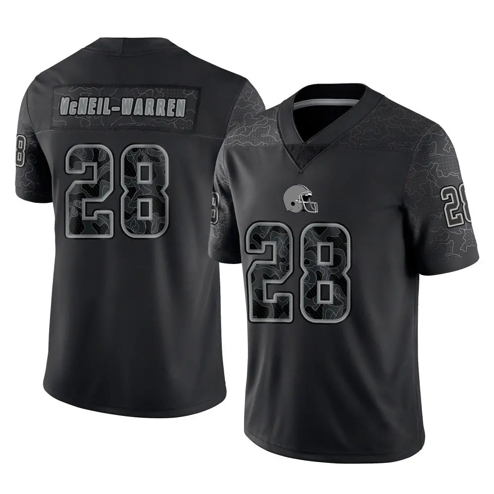 Friene C.Browns #28 Emmanuel McNeil-Warren Player Black Reflective Home Game Stitched Jerseys