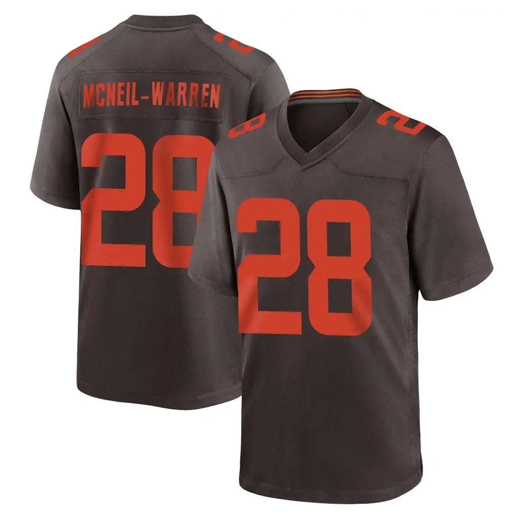 Friene C.Browns #28 Emmanuel McNeil-Warren Player Brown Alternate Home Game Stitched Jerseys