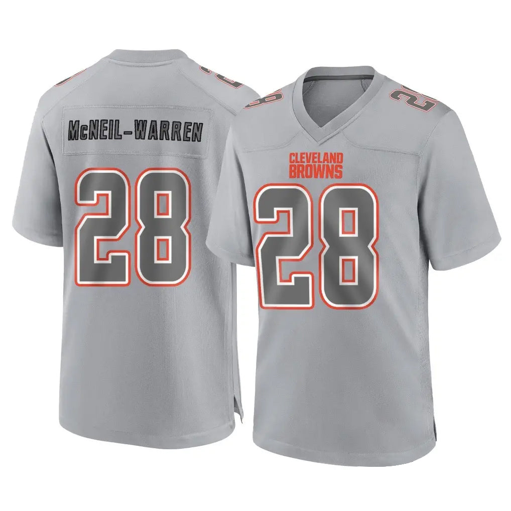 Friene C.Browns #28 Emmanuel McNeil-Warren Player Gray Atmosphere Fashion Game Stitched Jerseys
