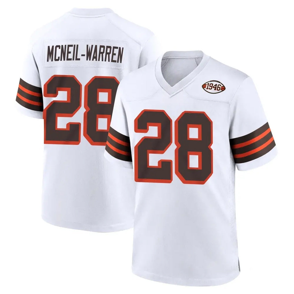 Friene C.Browns #28 Emmanuel McNeil-Warren Player White Alternate Home Game Stitched Jerseys