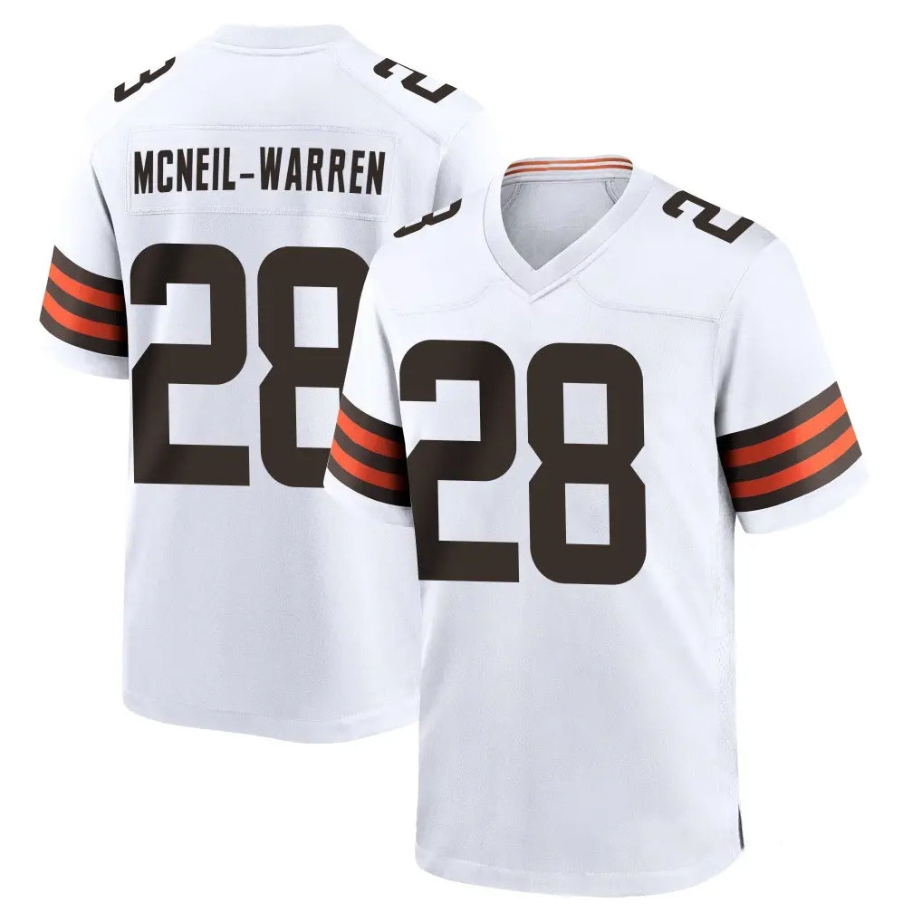 Friene C.Browns #28 Emmanuel McNeil-Warren Player White Home Game Stitched Jerseys