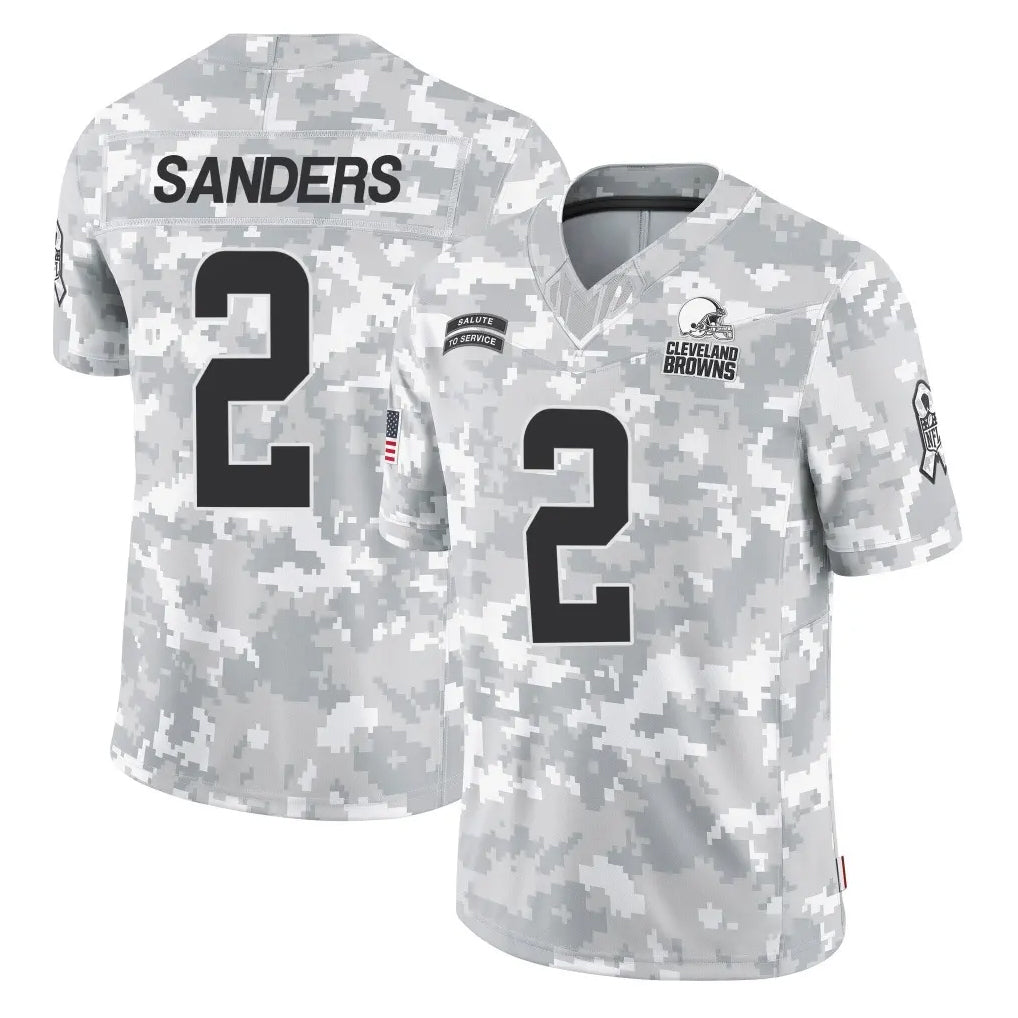 Friene C.Browns #2 Shedeur Sanders Player Arctic Camo Salute to Service Limited Home Game Stitched Jerseys