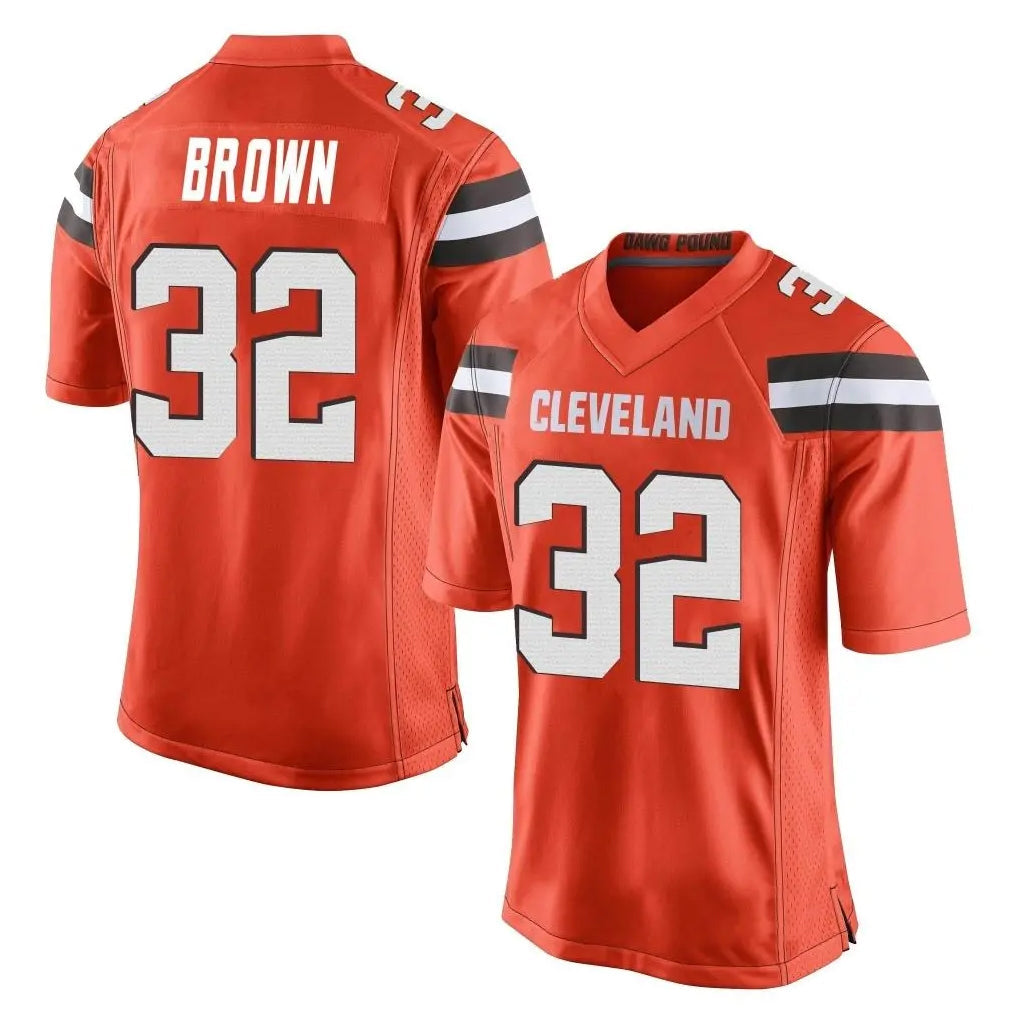 Friene C.Browns #32 Jim Brown Player Orange Vapor Limited Home Game Stitched Jerseys