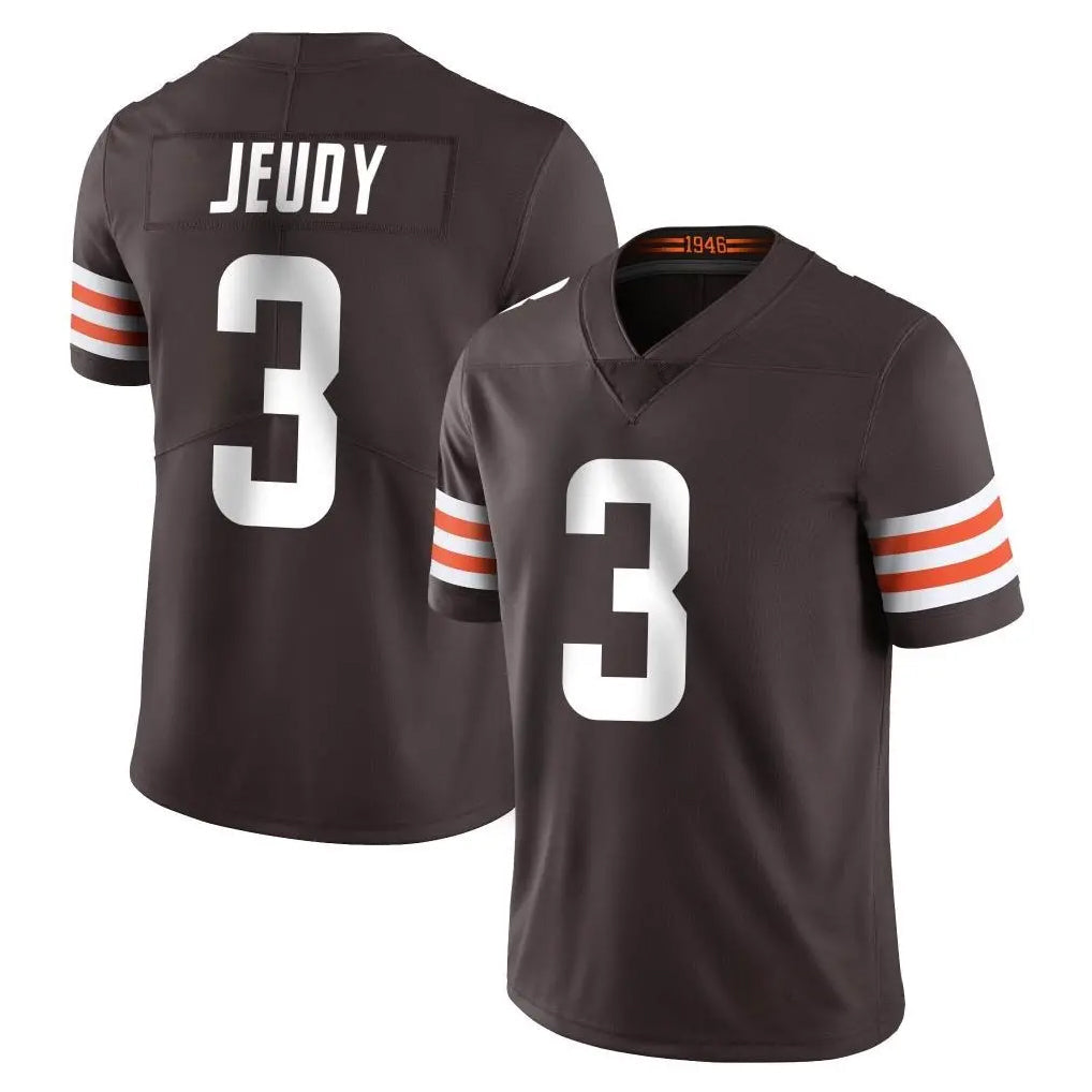 Friene C.Browns #3 Jerry Jeudy Player Brown Color Vapor Untouchable Limited Home Game Stitched Jerseys
