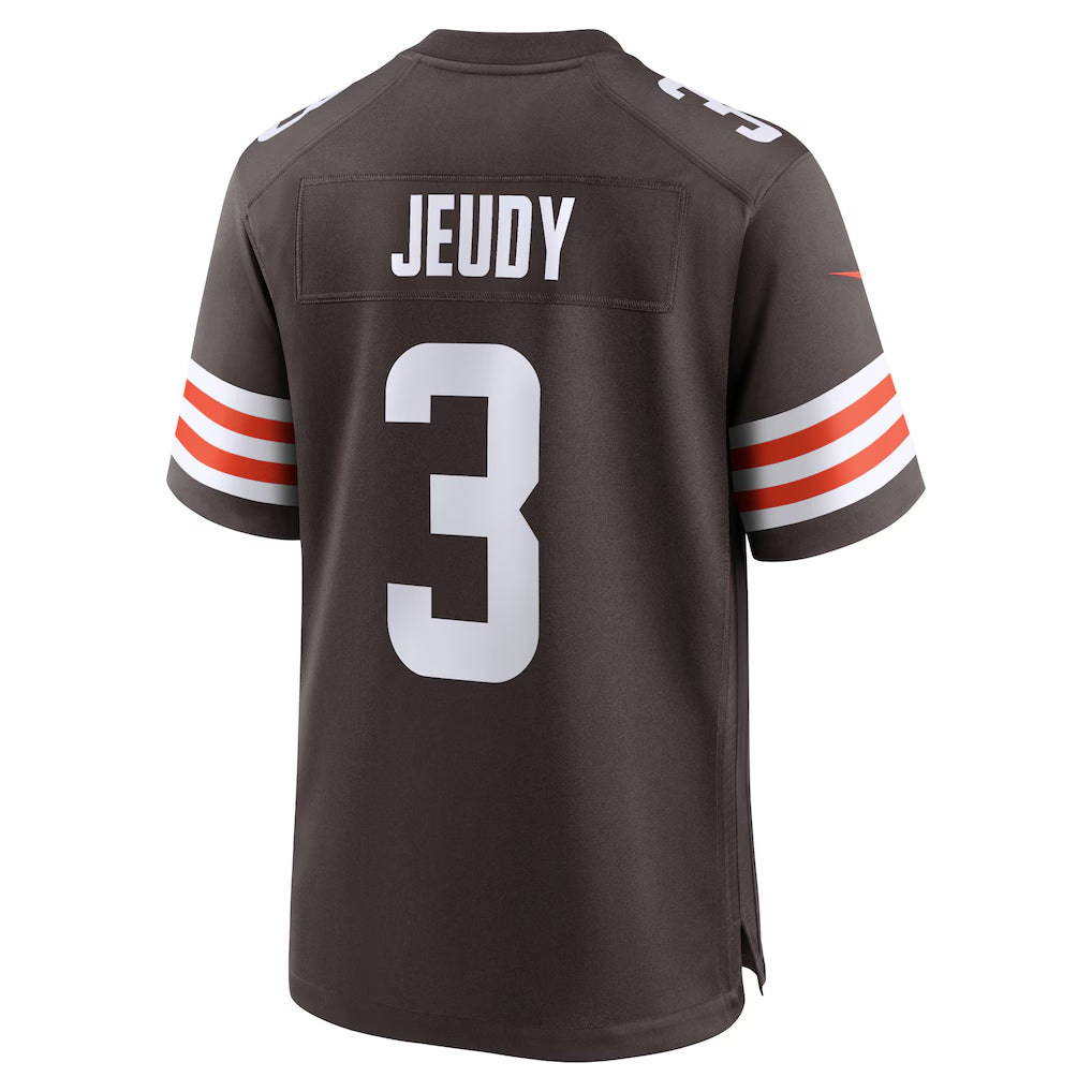 FrieneC.Browns #3 Jerry Jeudy Player Brown Home Game Stitched Jerseys