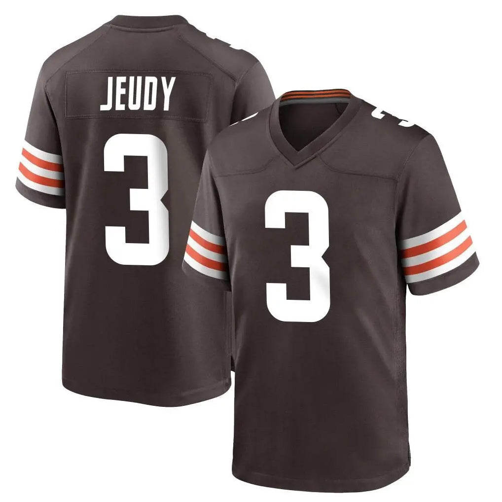 Friene C.Browns #3 Jerry Jeudy Player Brown Home Game Stitched Jerseys