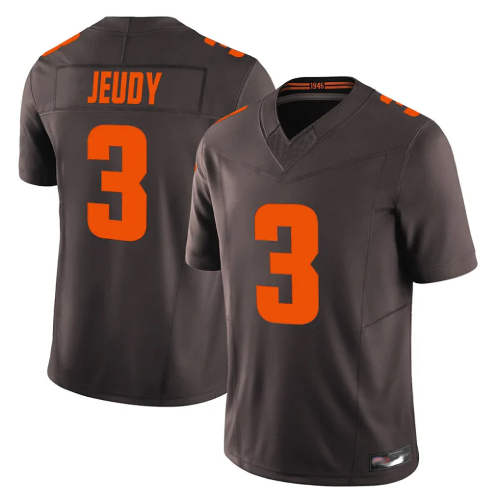 Friene C.Browns #3 Jerry Jeudy Player Brown Limited Vapor F.U.S.E. Alternate Game Stitched Jerseys