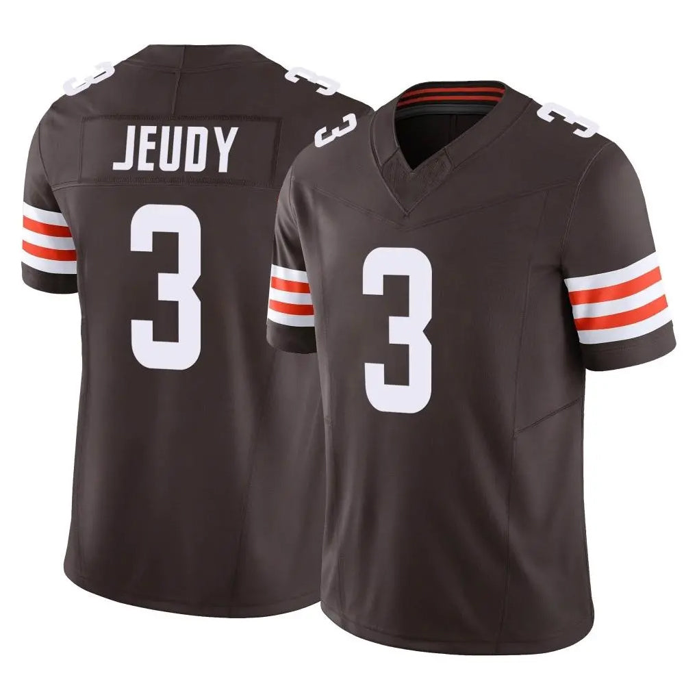 FrieneC.Browns #3 Jerry Jeudy Player Brown Vapor F.U.S.E. Limited Stitched Jerseys