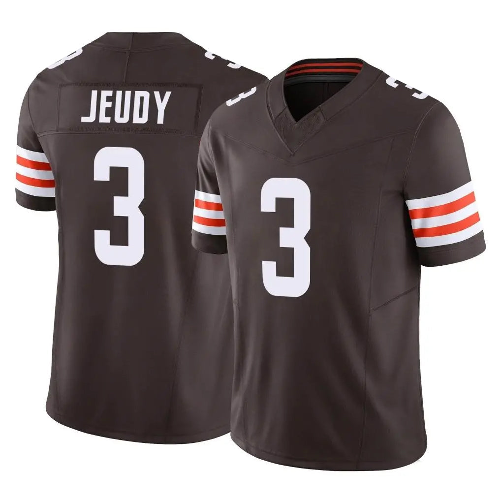 Friene C.Browns #3 Jerry Jeudy Player Brown Vapor F.U.S.E. Limited Home Game Stitched Jerseys