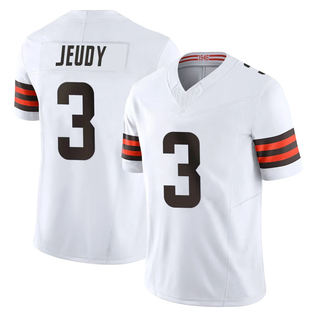 Friene C.Browns #3 Jerry Jeudy Player White Vapor F.U.S.E. Limited Home Game Stitched Jerseys